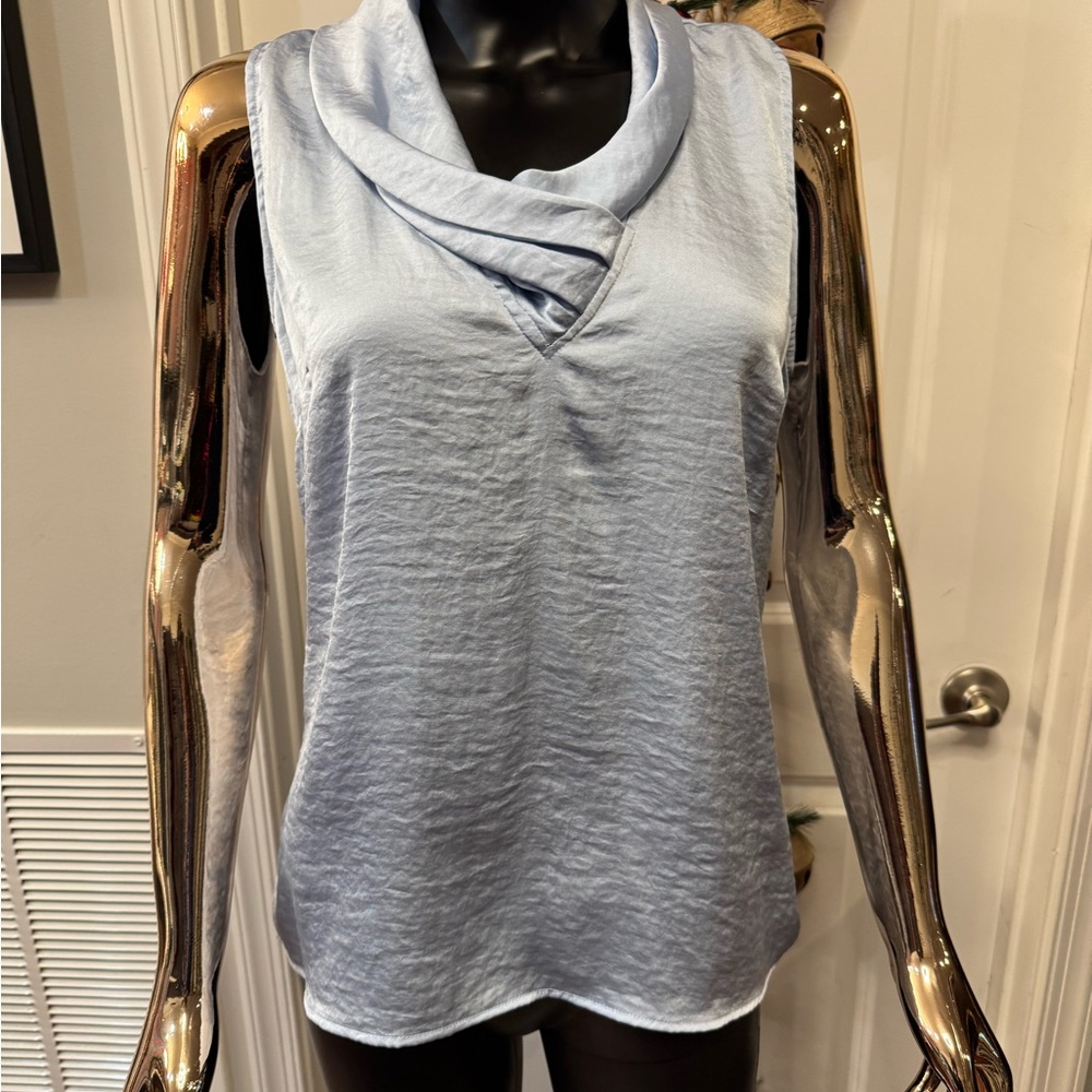 The Limited Light Blue Draped Cowl Neck Blouse NWT M